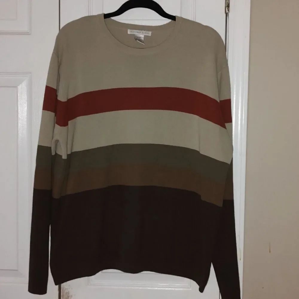 Geoffrey Beene   multicolor striped crewneck  sweater  Sz L